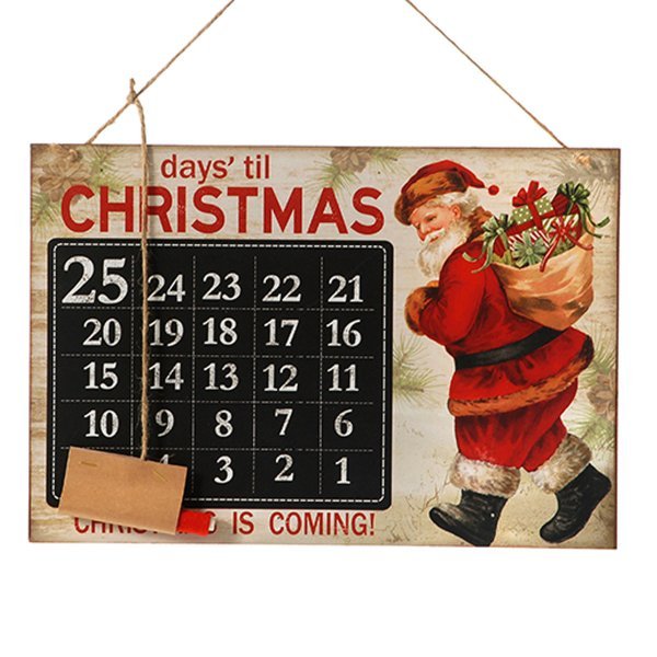 Χριστουγεννιάτικος Διακοσμητικός Ξύλινος Πίνακας, Ημερολόγιο Χριστουγέννων (27x40cm)